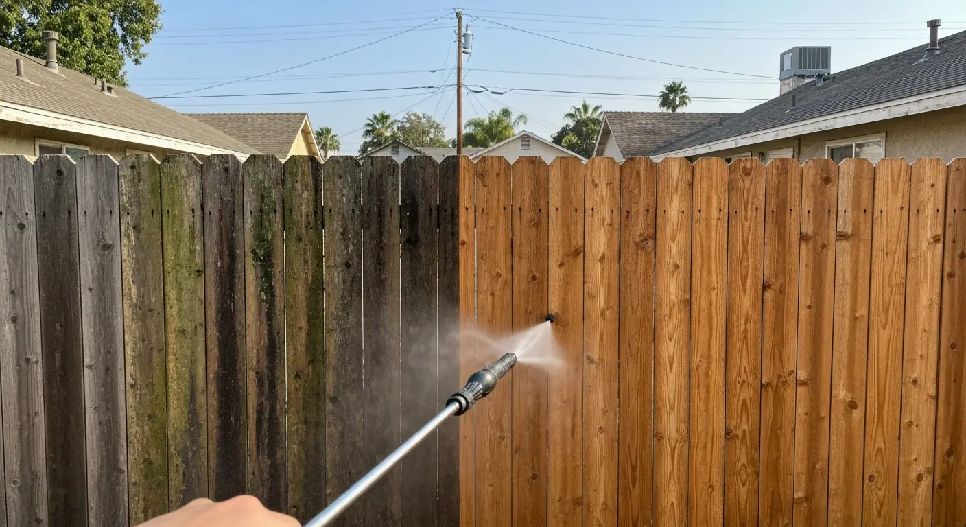 Fence pressure washing