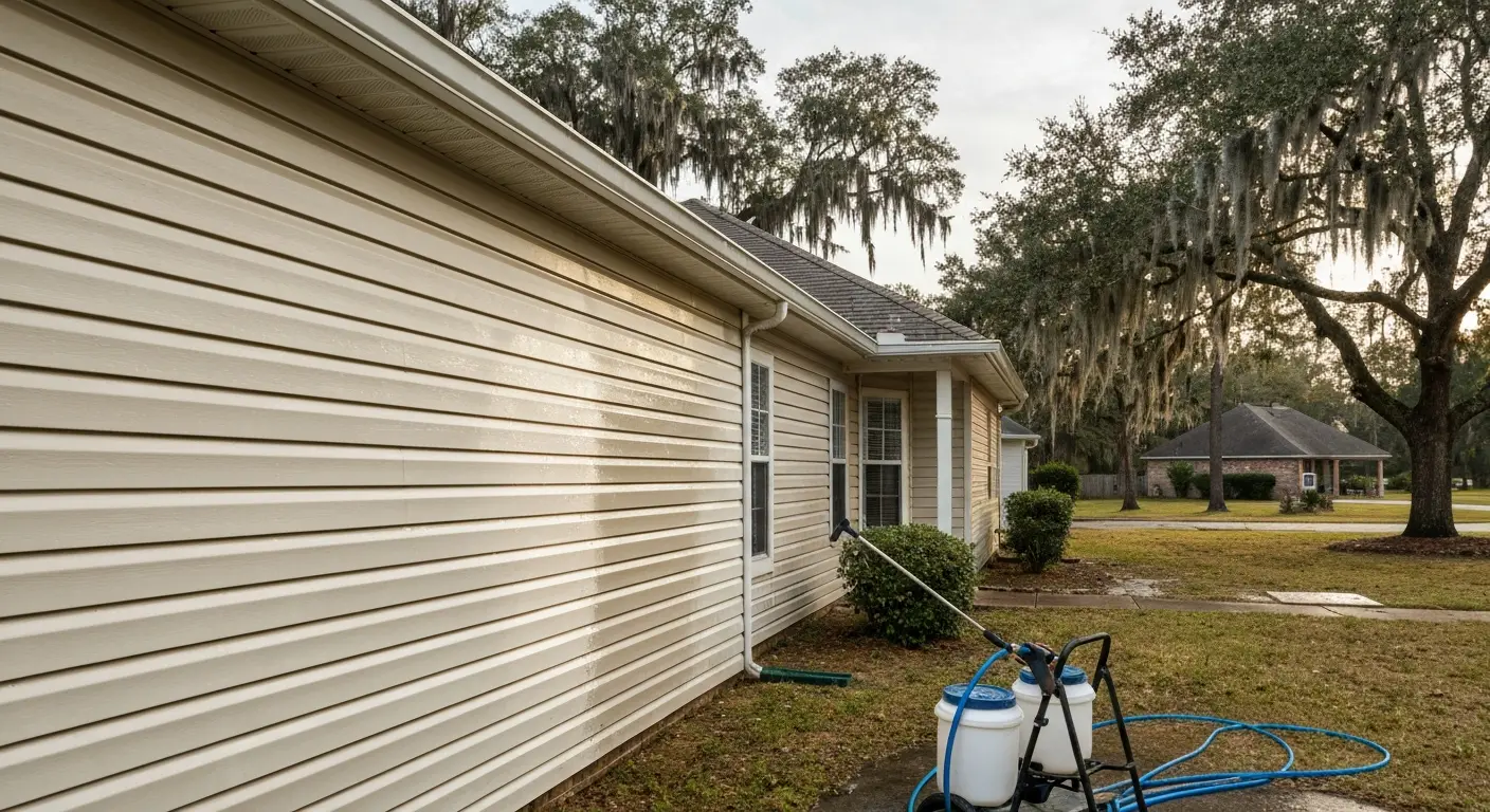 Home exterior soft washing