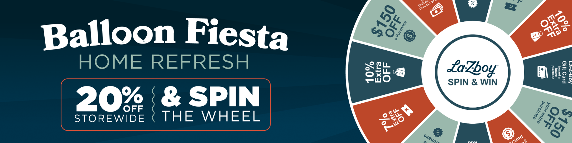 La-Z-Boy Balloon Fiesta Home Refresh Sale — 20% off storewide and Spin the Wheel