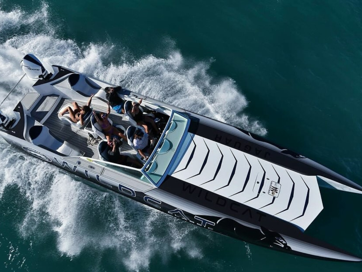 Jaguar powerboat running in the Key West Poker Run