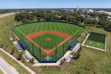 Baseball field with a new artificial turf infield and outfield