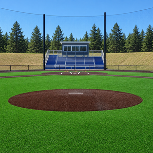 Pitching mound converted from dirt to game turf