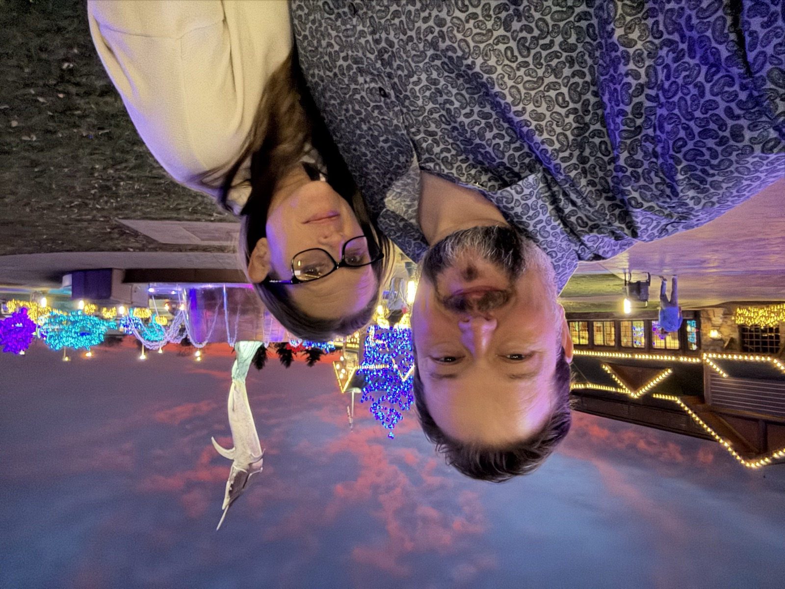 Neil and Jennie Ayers at an evening light display
