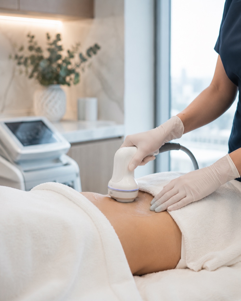 A non-surgical body contouring treatment being carried out at Alevere Clinics