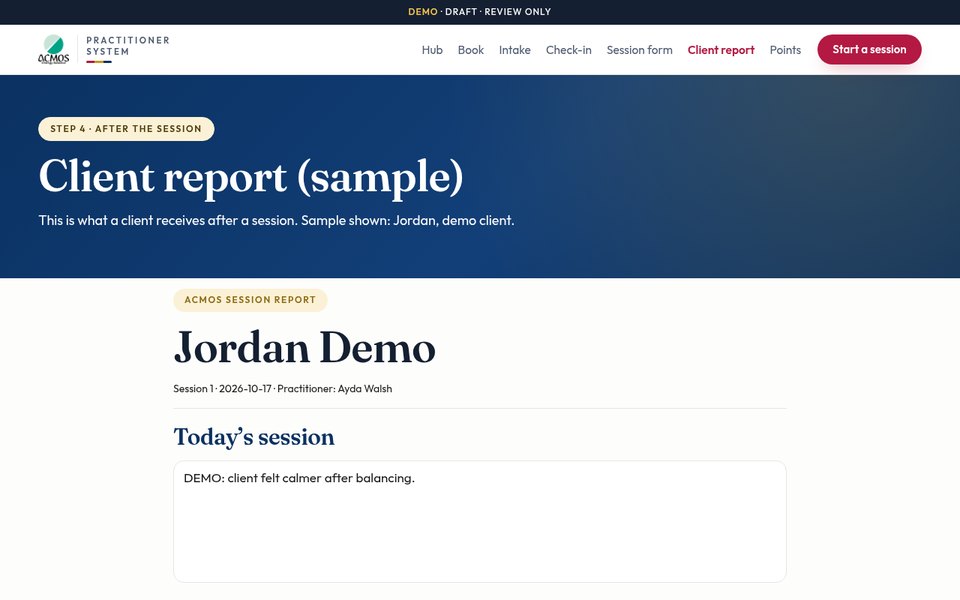Screenshot of the Client report (sample) page