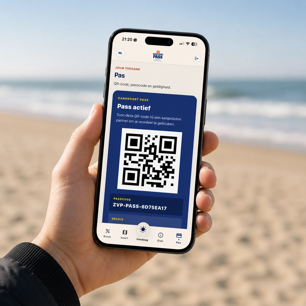 Zandvoort Pass app being used on the beach in Zandvoort