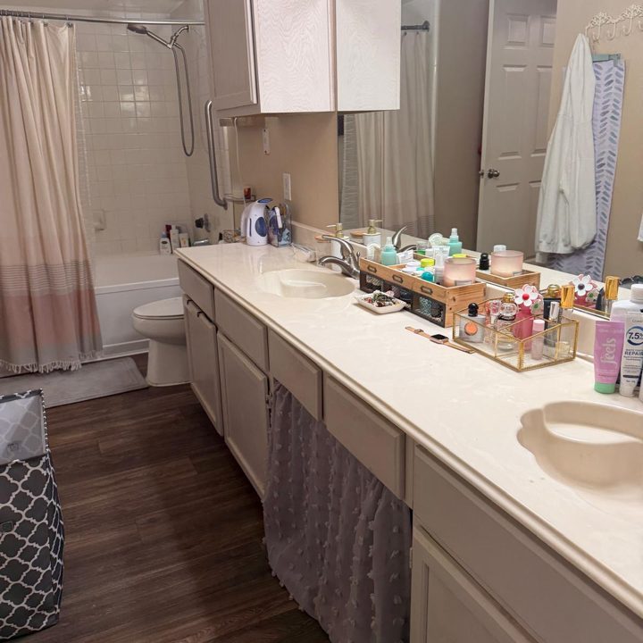 Bathroom vanity after cleaning