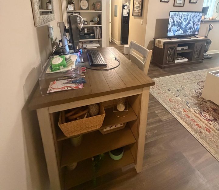 Desk and shelves after cleaning