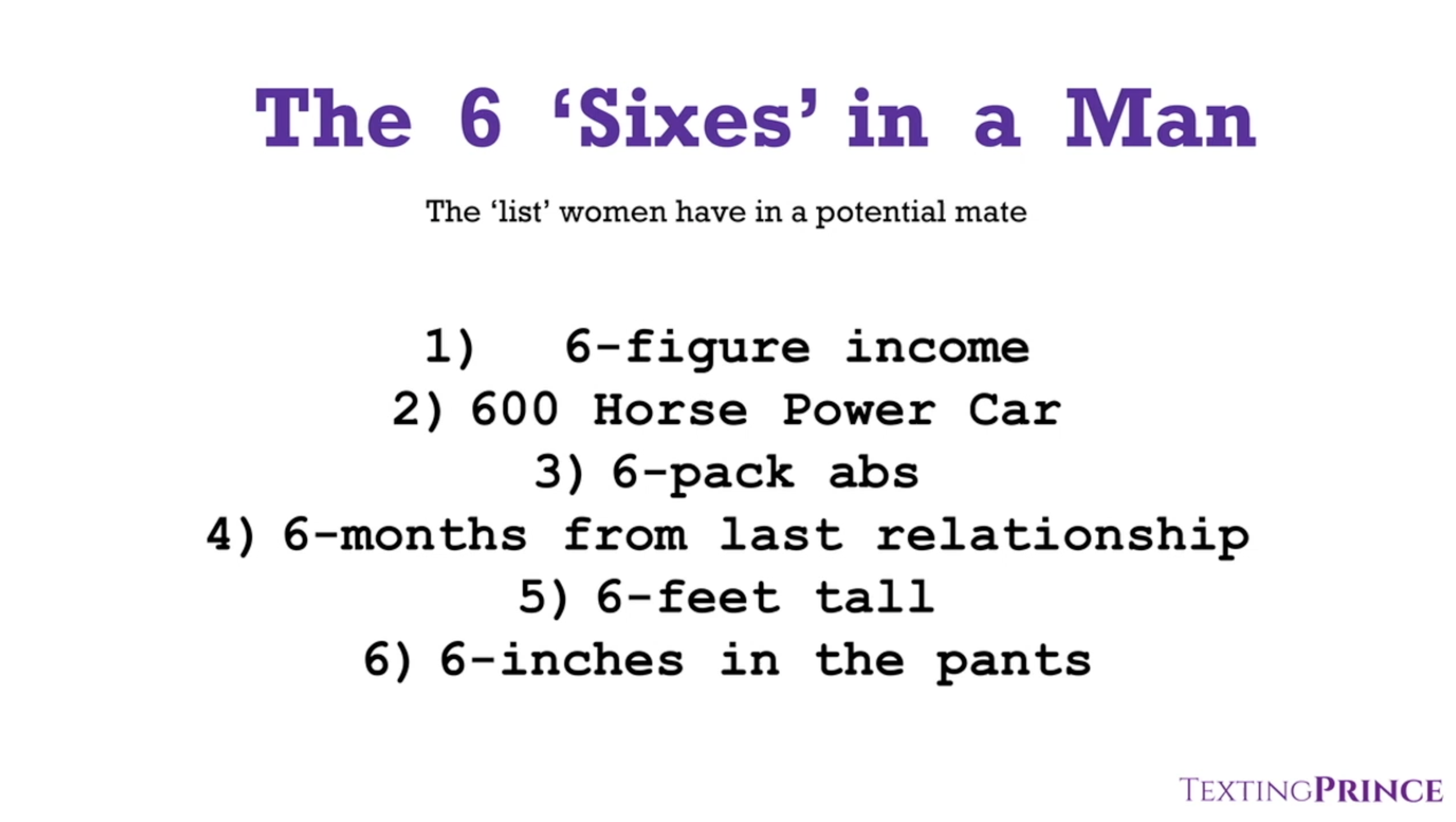 The 6 sixes requirements women look for in men