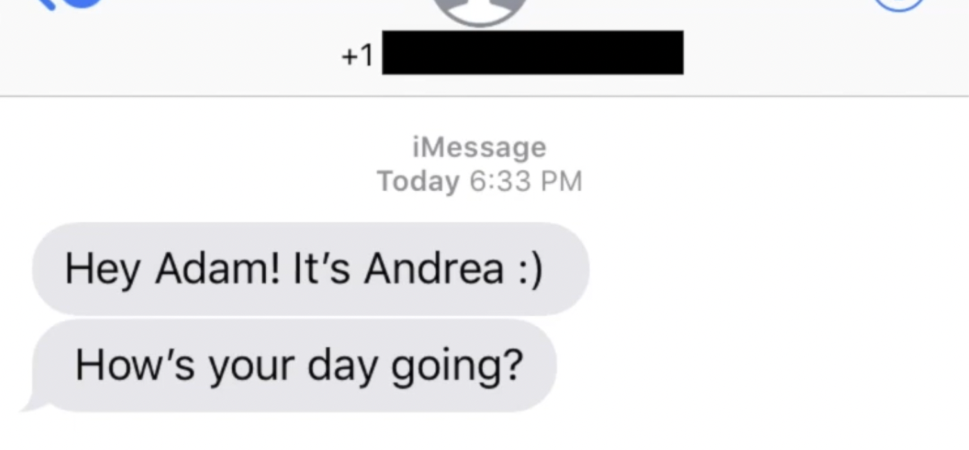 Girl sending a first text message to a man after a dating app exchange Girl sending a first text message to a man after a dating app exchange