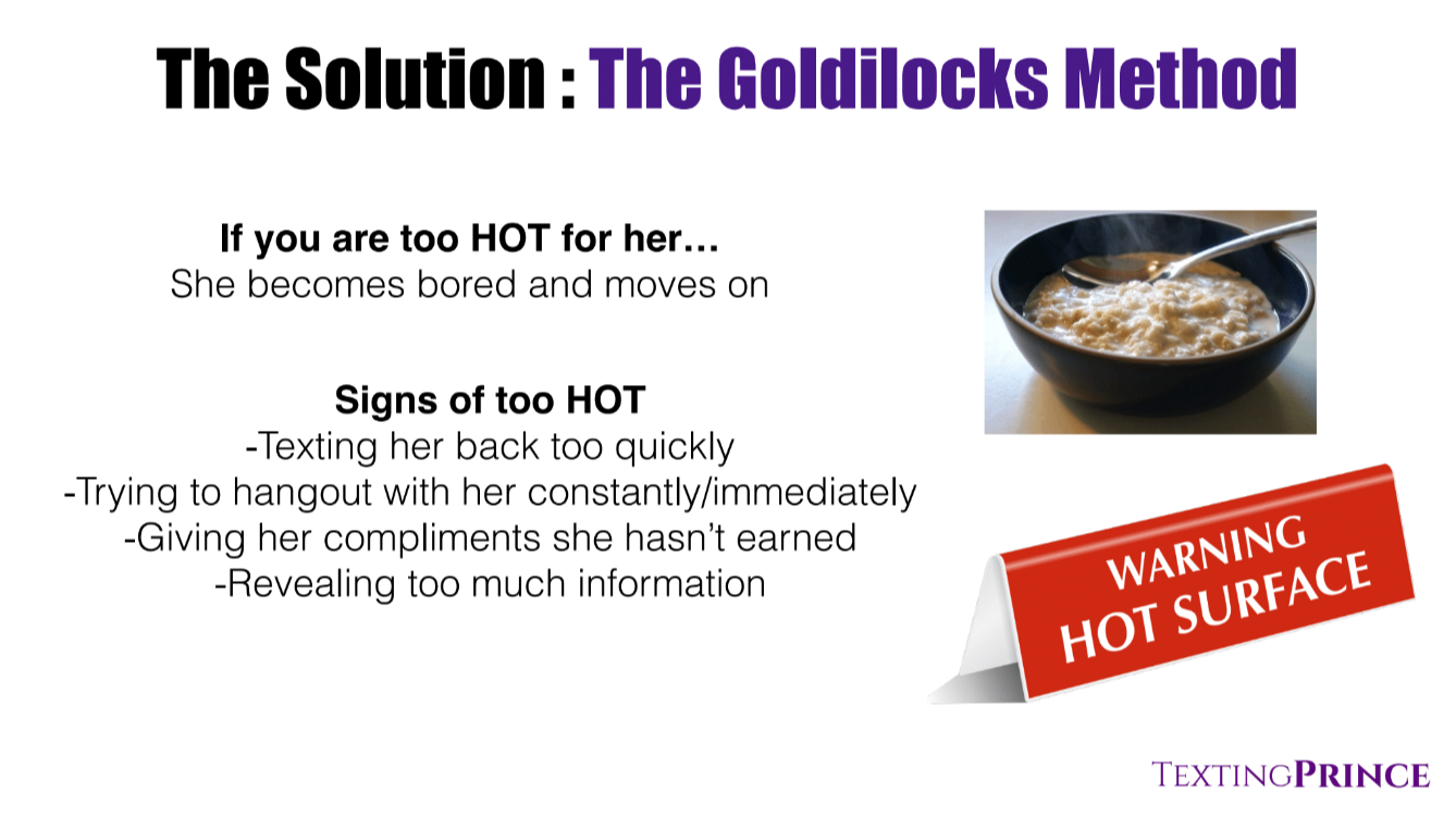 The goldilocks method of asking her out through texting The goldilocks method of asking her out through texting
