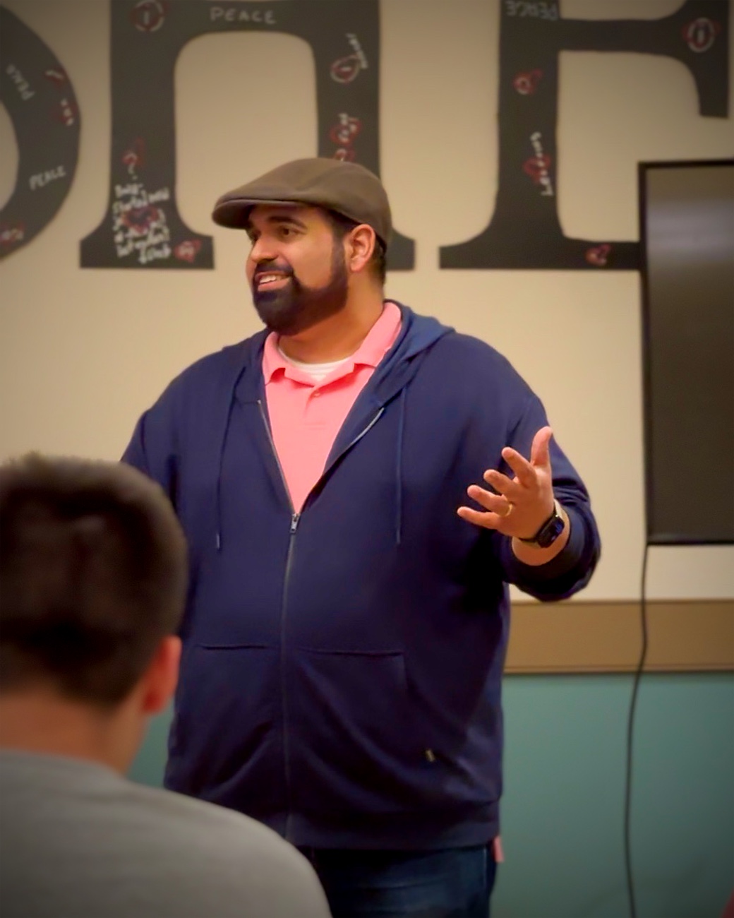 Robert Amaya coaching a film acting class