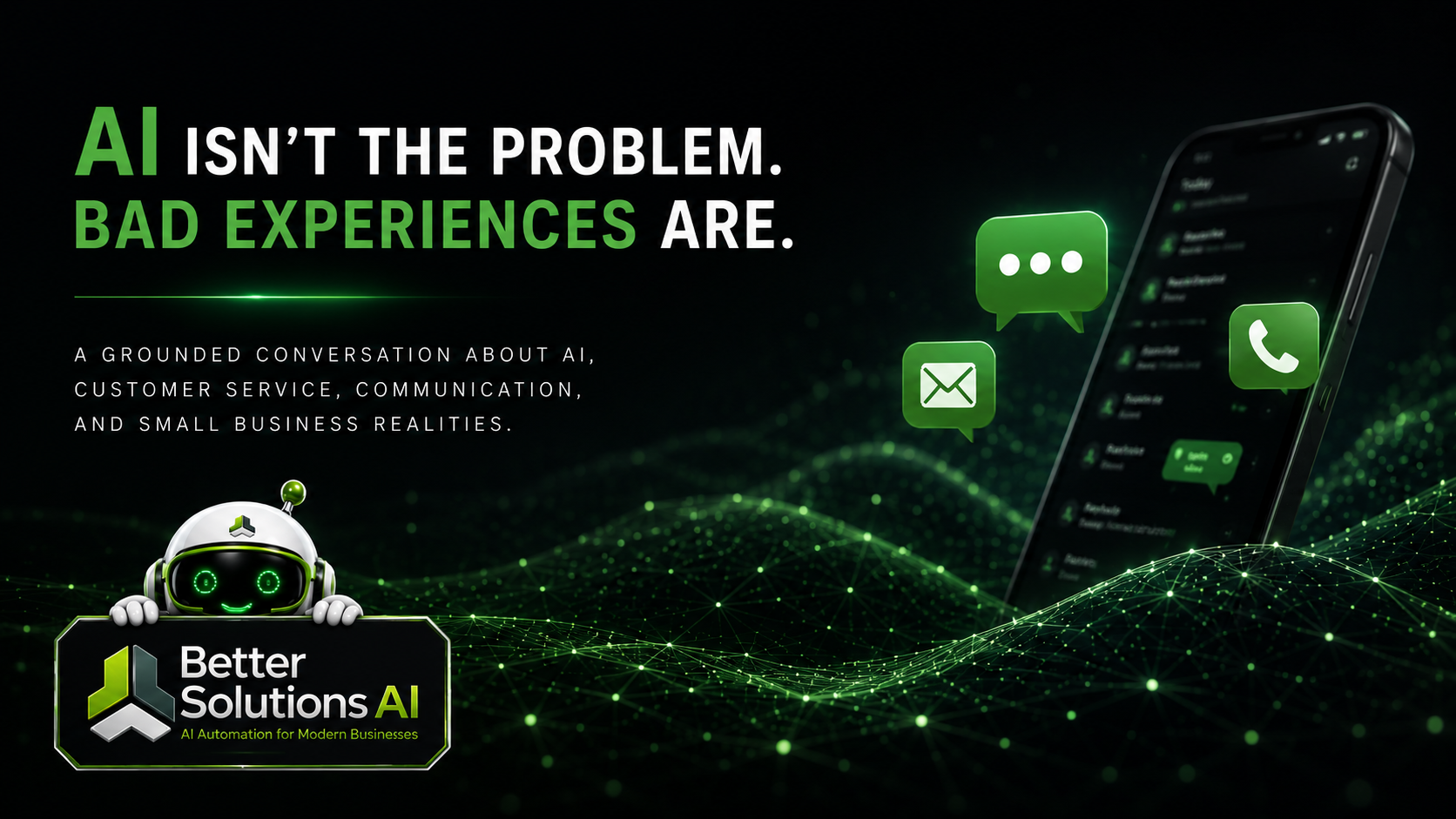 Modern atmospheric AI background representing communication technology and small business conversations