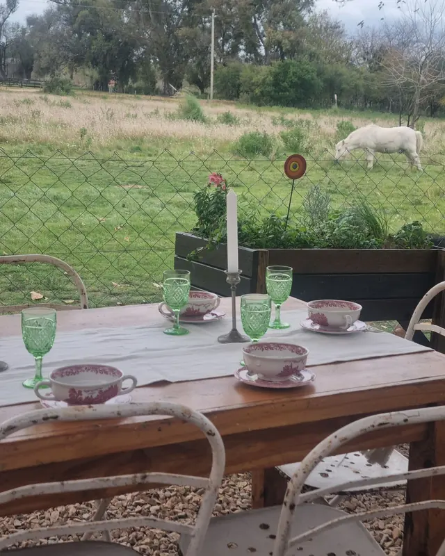 Mesa con vista al campo