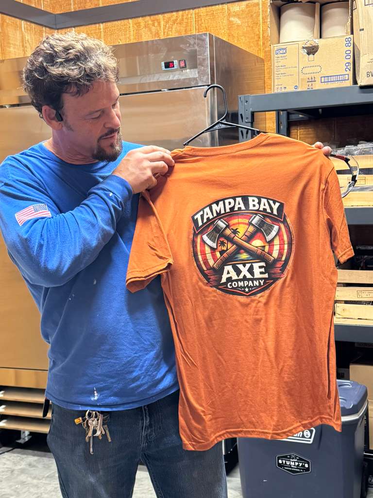 Custom merchandise and souvenirs at Tampa Bay Axe Company