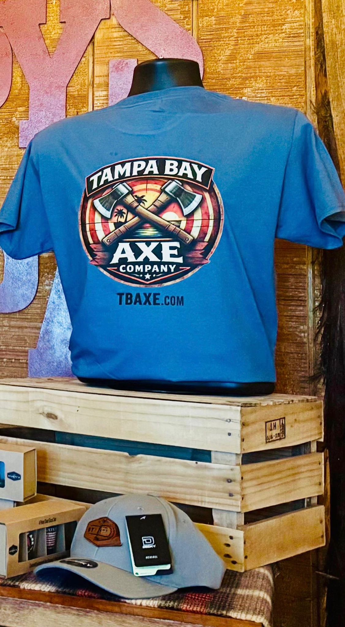 Custom merchandise and souvenirs at Tampa Bay Axe Company