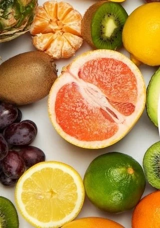 Fresh citrus, kiwi, grapes and other fruit