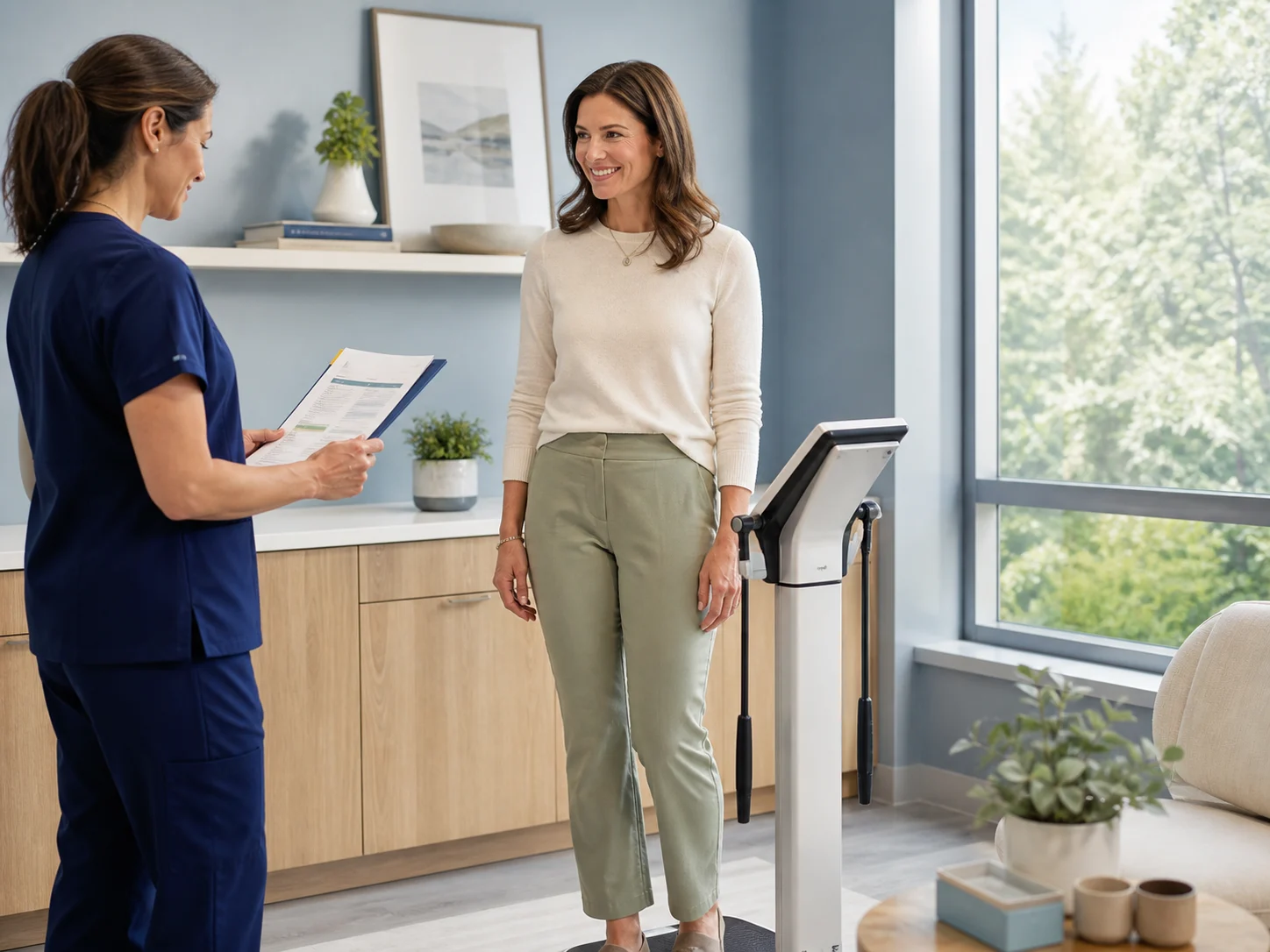 Patient completing a supportive weight-management follow-up visit