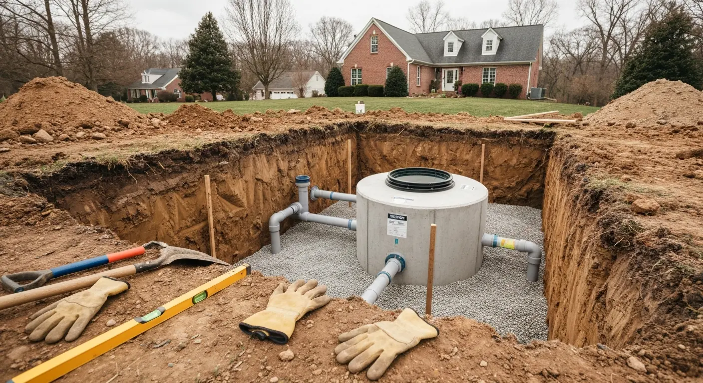 Septic system tank installation