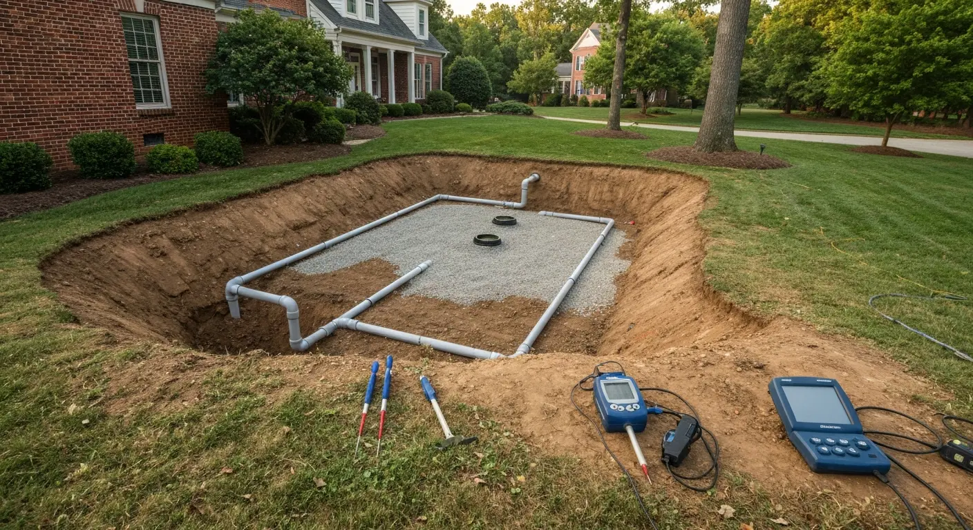 Drain field in Montgomery County property