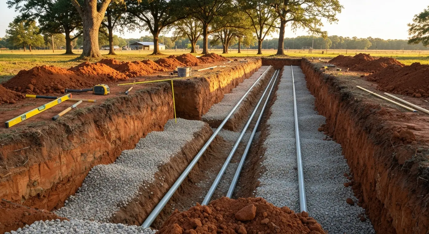 Drain field repair work