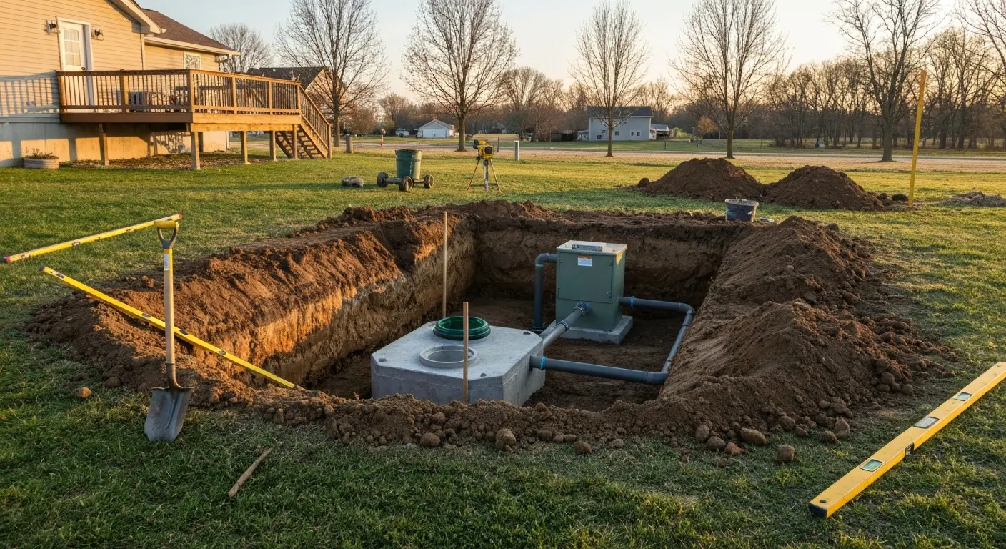 New septic system installation