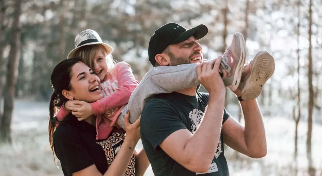 Family staying active and fit together