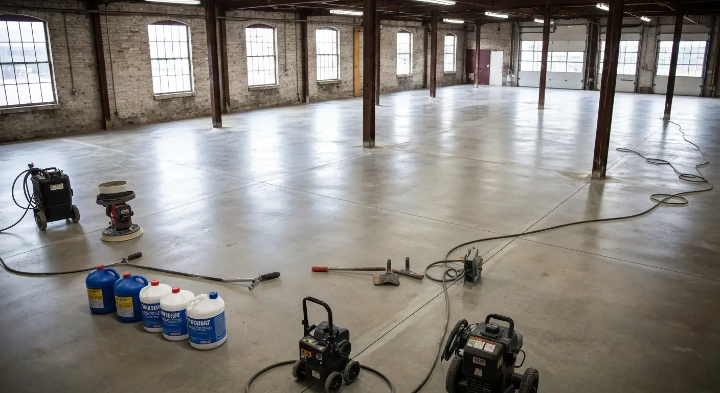 Concrete floor preparation in Pennsylvania warehouse