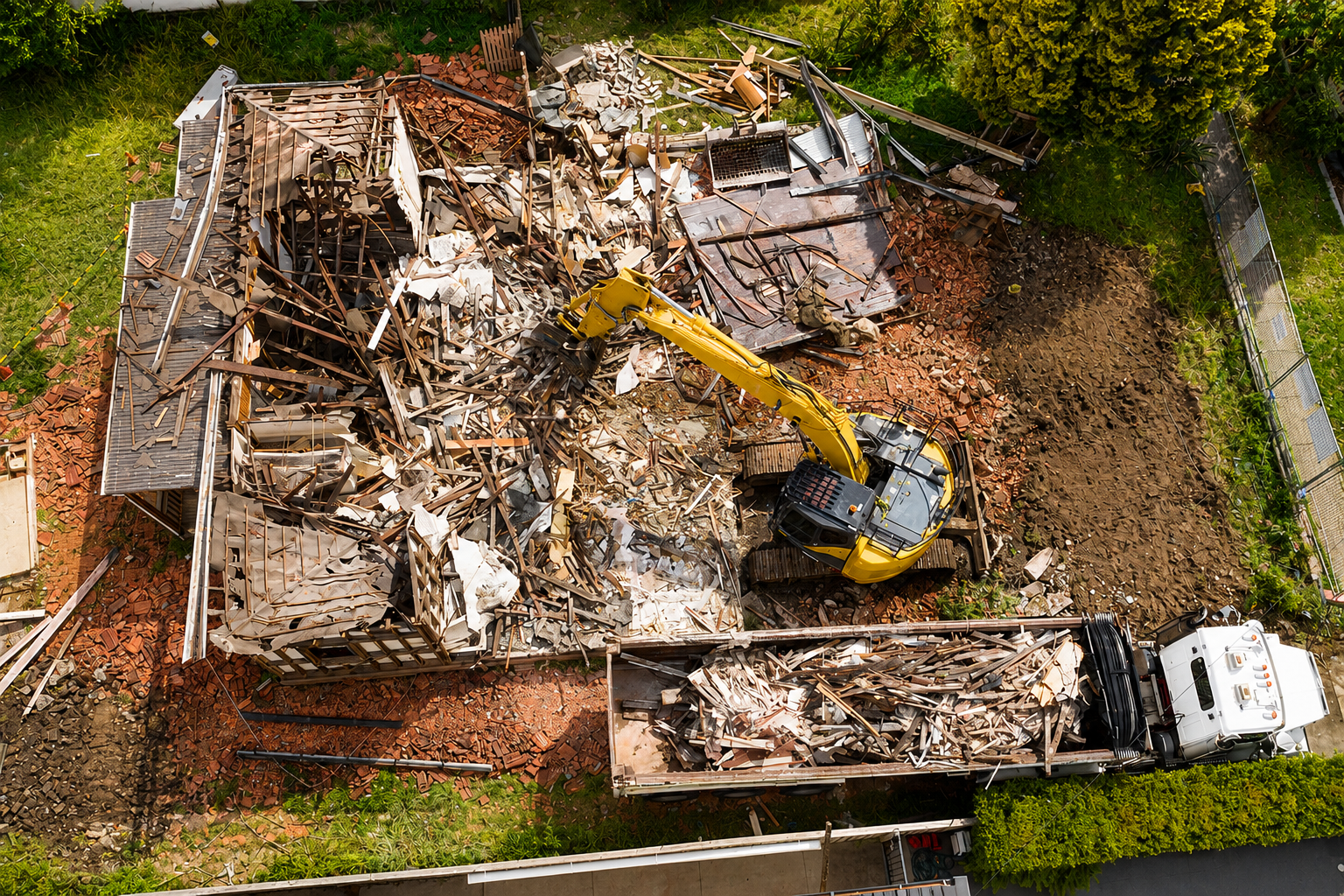 Demolition property viewed from above