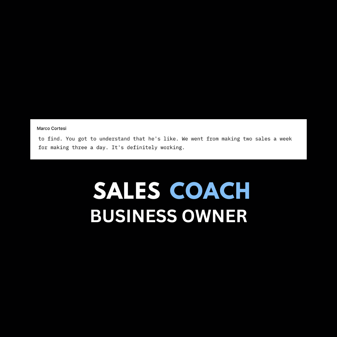 Testimonial from Marco Corner — Sales Coach
