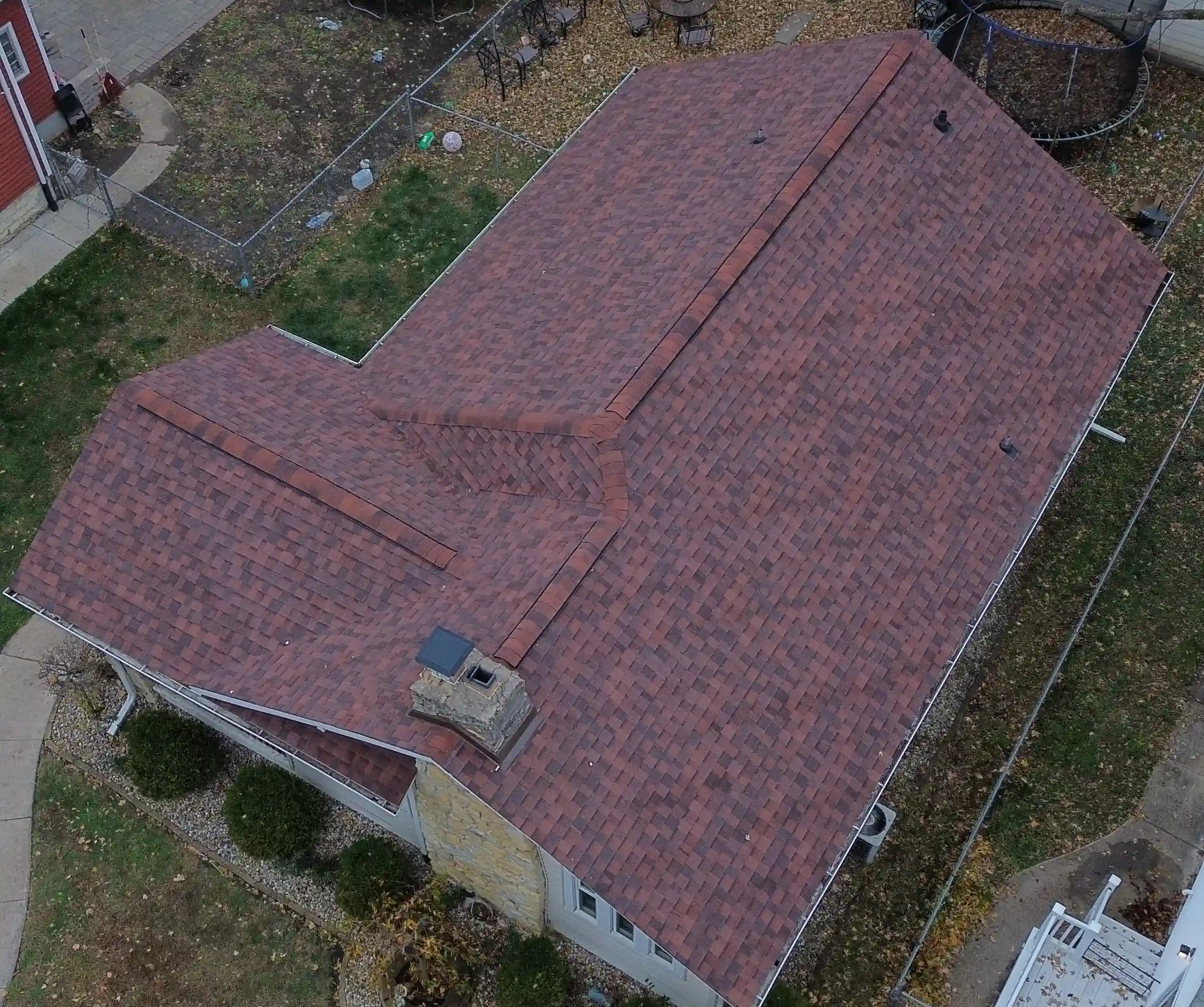 Roof with severe storm damage and missing shingles in Georgetown, TX before restoration