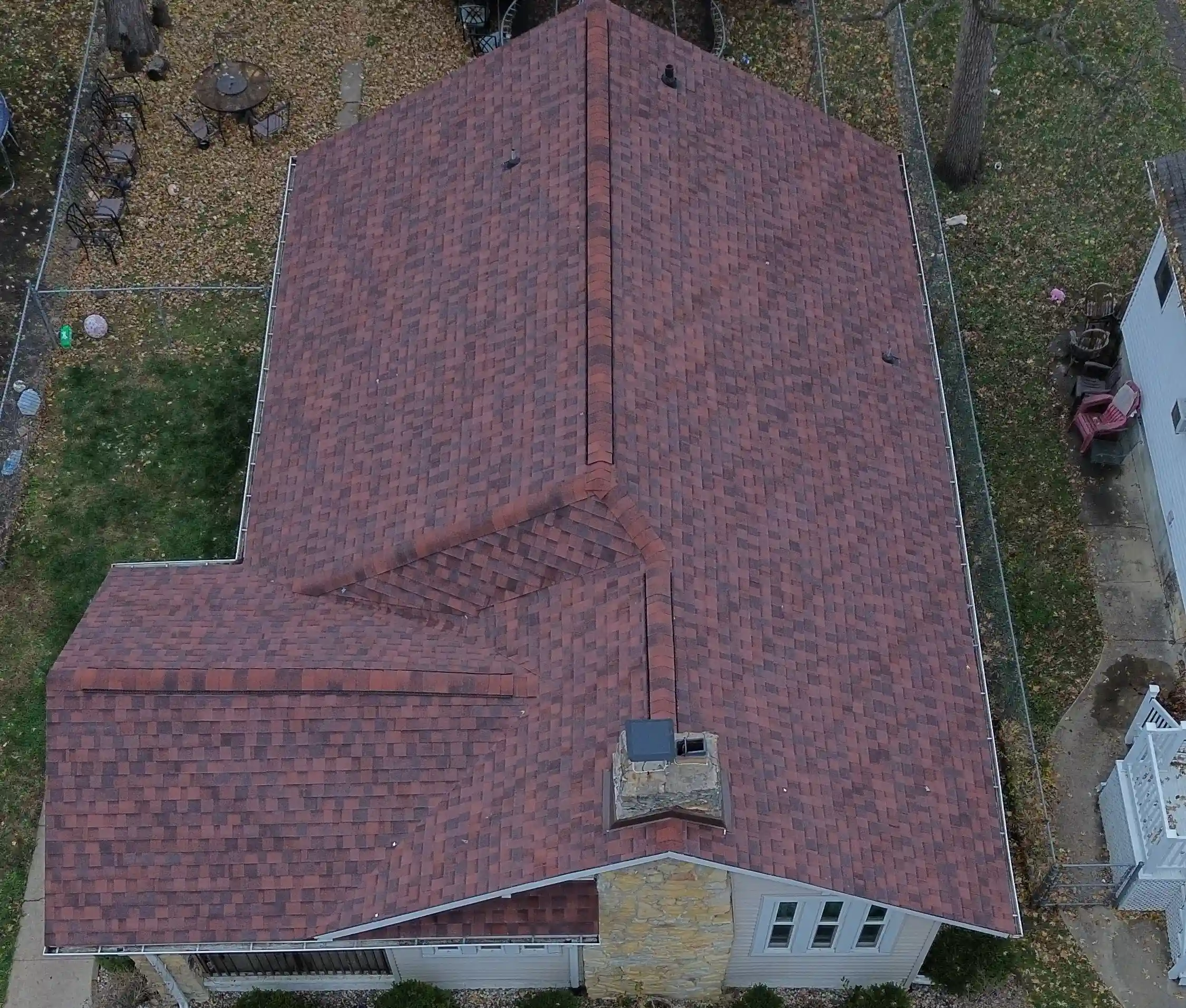 Completed roof replacement on Georgetown, TX home with fresh asphalt shingles
