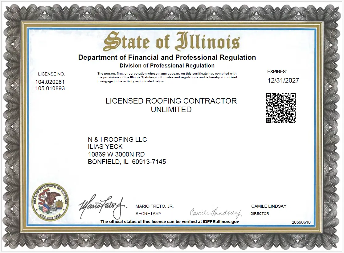 N&I Roofing license