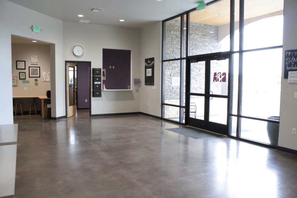 lobby near glass entrance doors