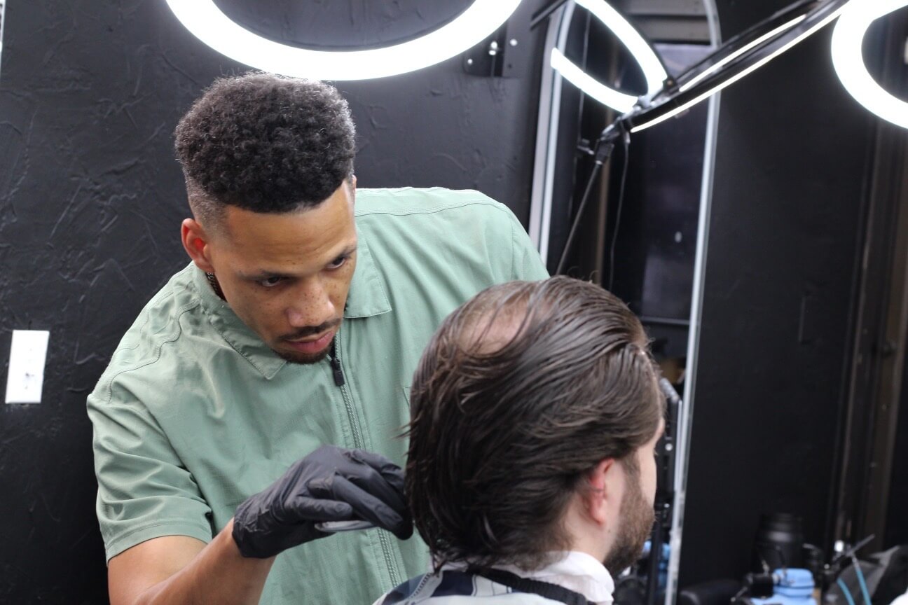 Sharp fade and edge up by DFW barber Zacc Mitchell