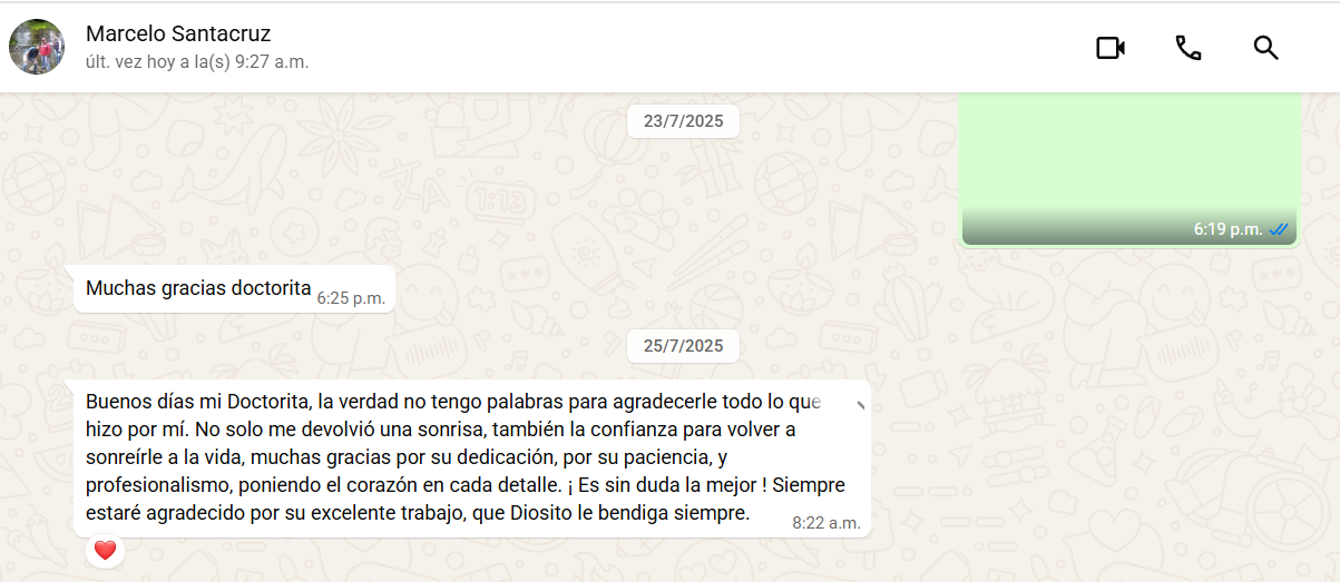 Captura de un mensaje real enviado por un paciente