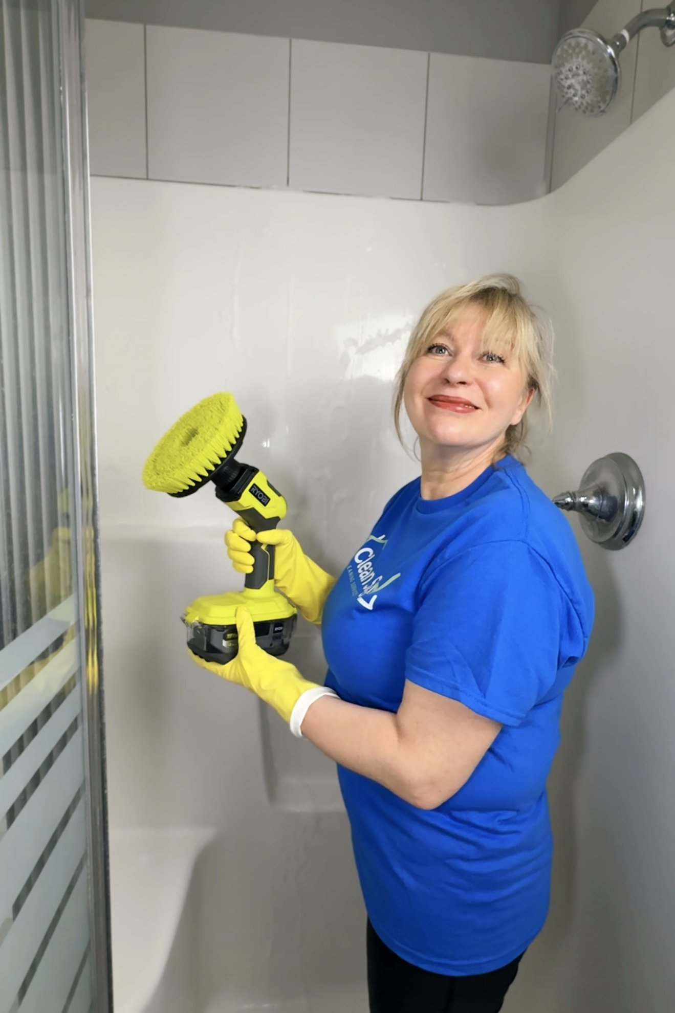 cleaners are cleaning the emty kitchen
