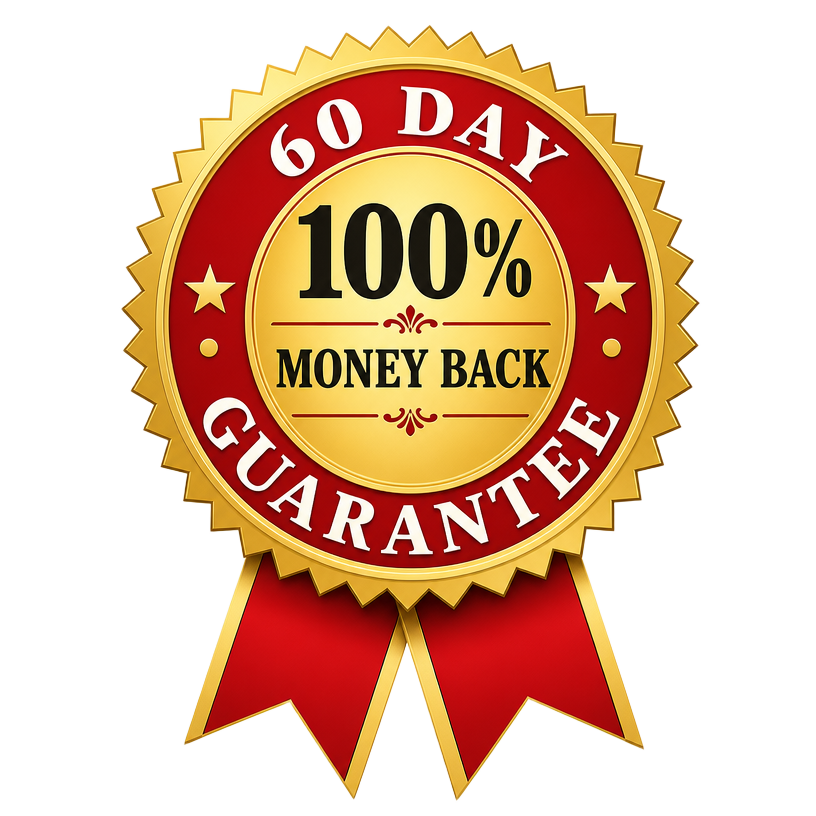 60 day 100% money back guarantee seal