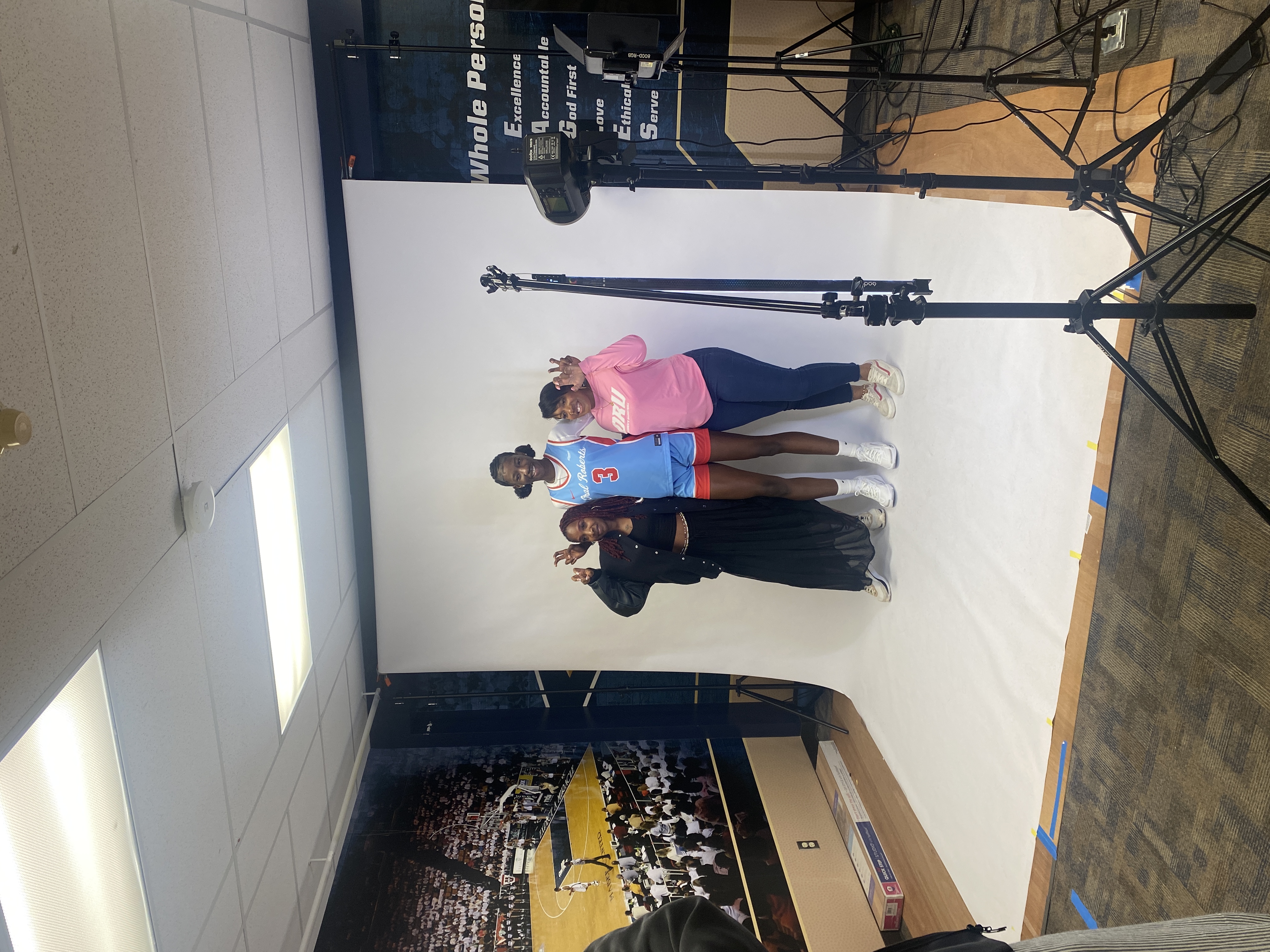 The Stapleton sisters on a college visit with a family athlete