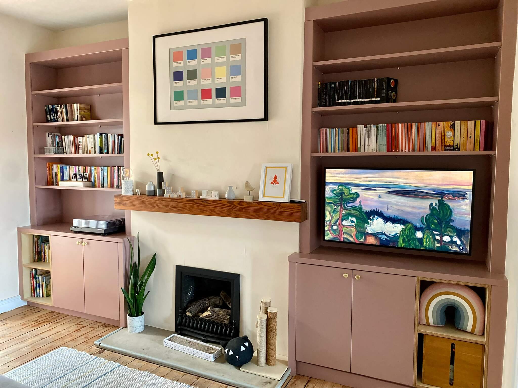 Custom fitted alcove shelving and cabinetry built precisely into a Wetherby period home, by JAX Bespoke