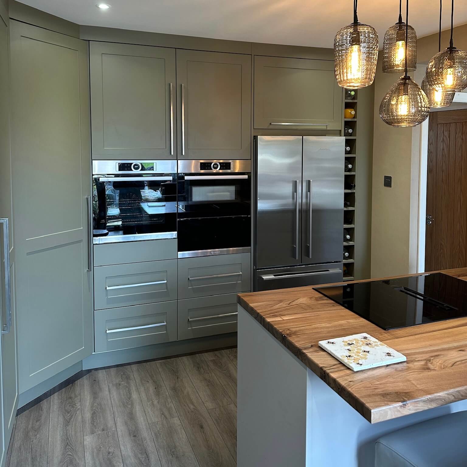 Handcrafted bespoke kitchen with painted cabinetry, designed and installed by JAX Bespoke