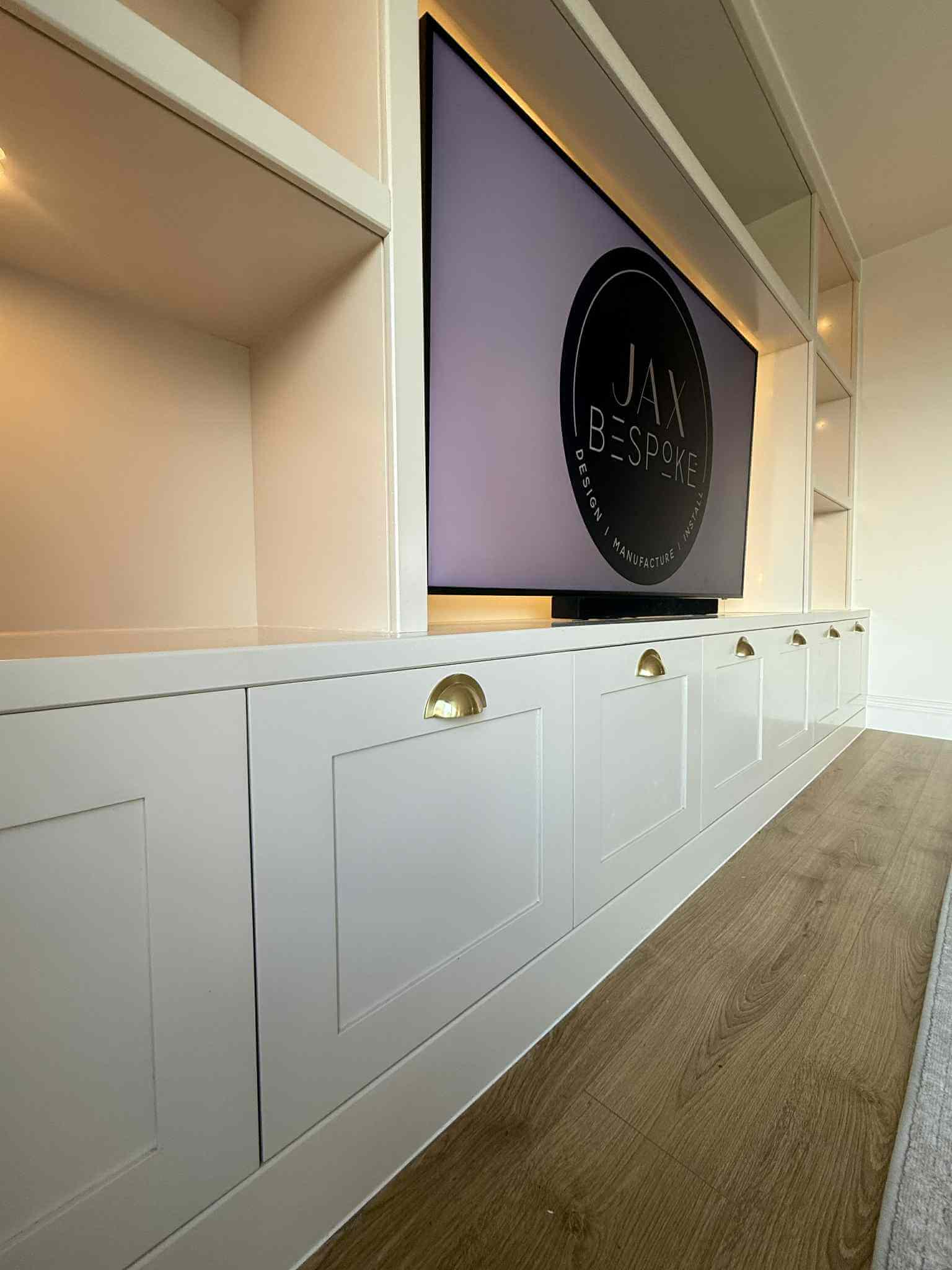 Bespoke walk-in dressing room with open rails and fitted wardrobes, installed in a Leeds home by JAX Bespoke