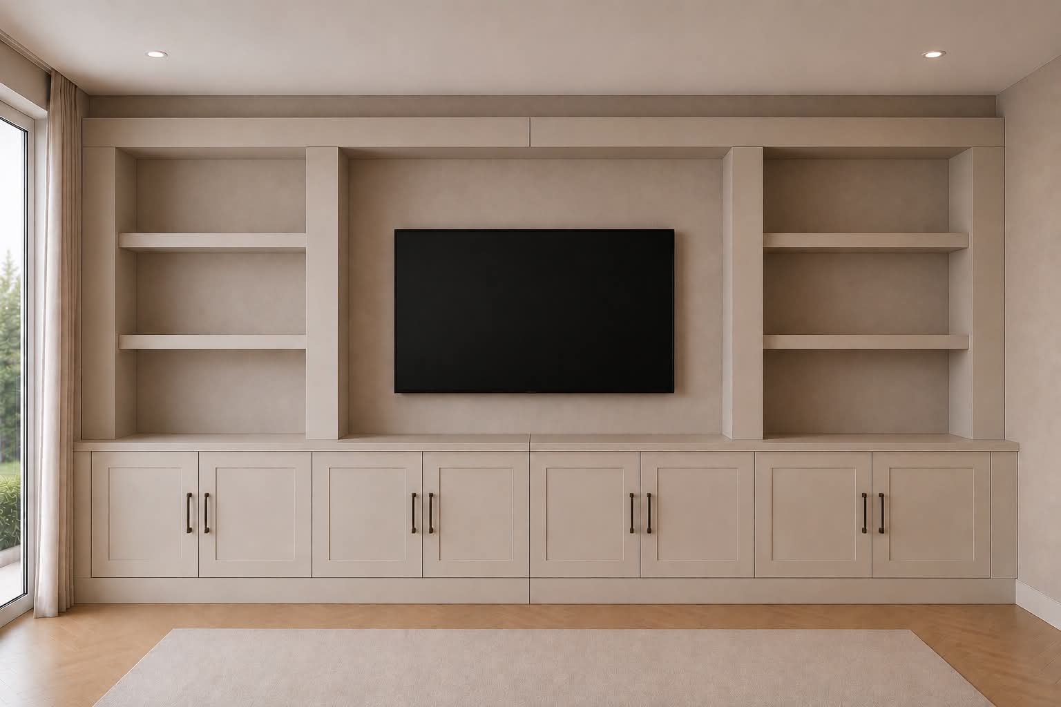 TV Simplicity — The Calder fixed-price cabinetry media wall, available to Leeds homeowners from JAX Bespoke