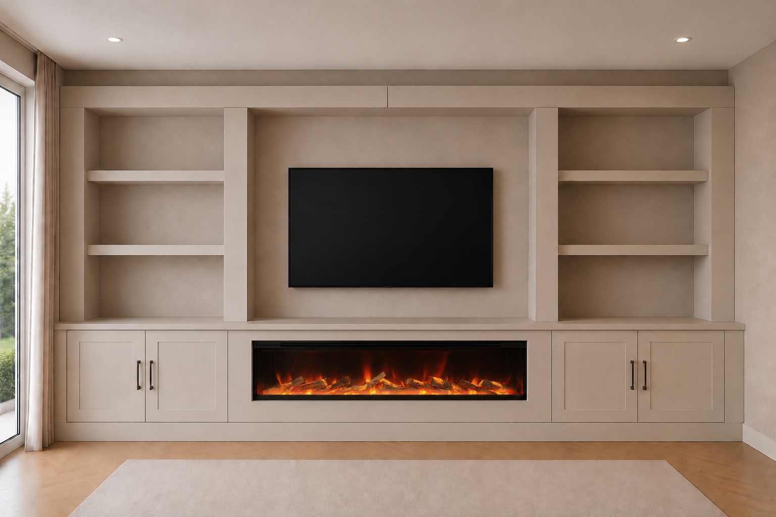 The Ember — cabinetry media wall with integrated electric fire by TV Simplicity