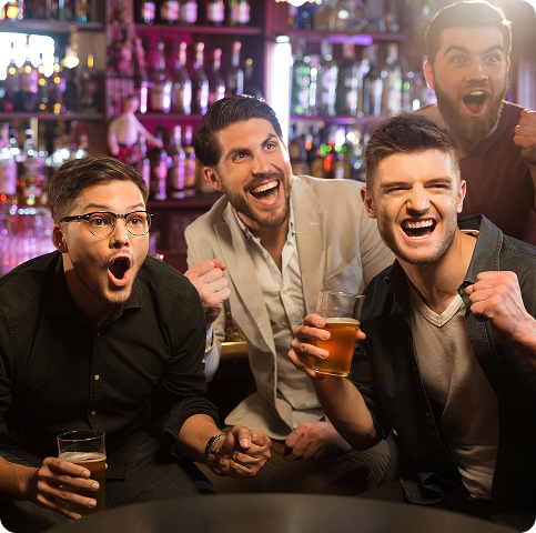 Fans cheering at Premier Pub