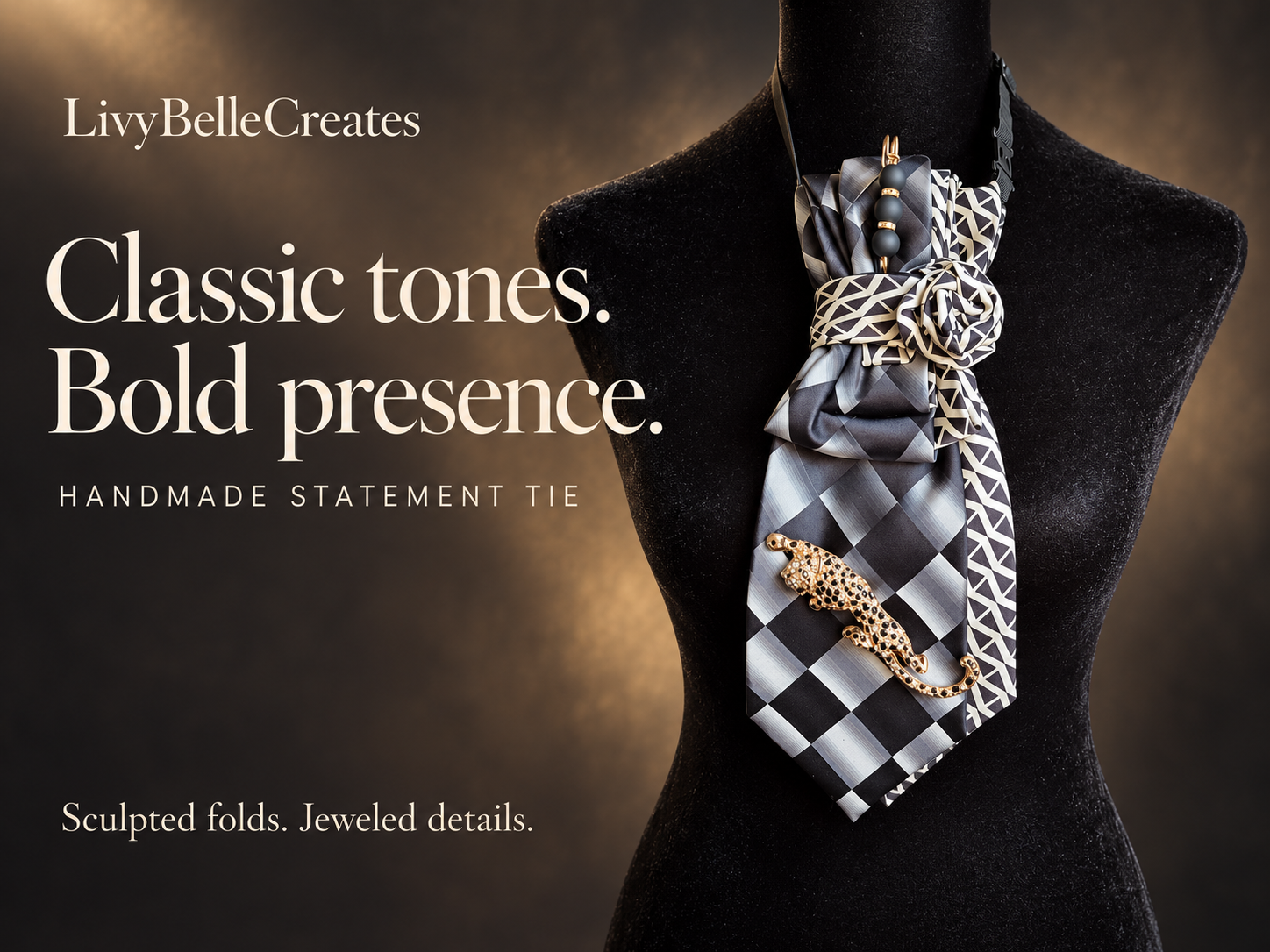 Black & White Check - one of a kind tie by LivyBelleCreates