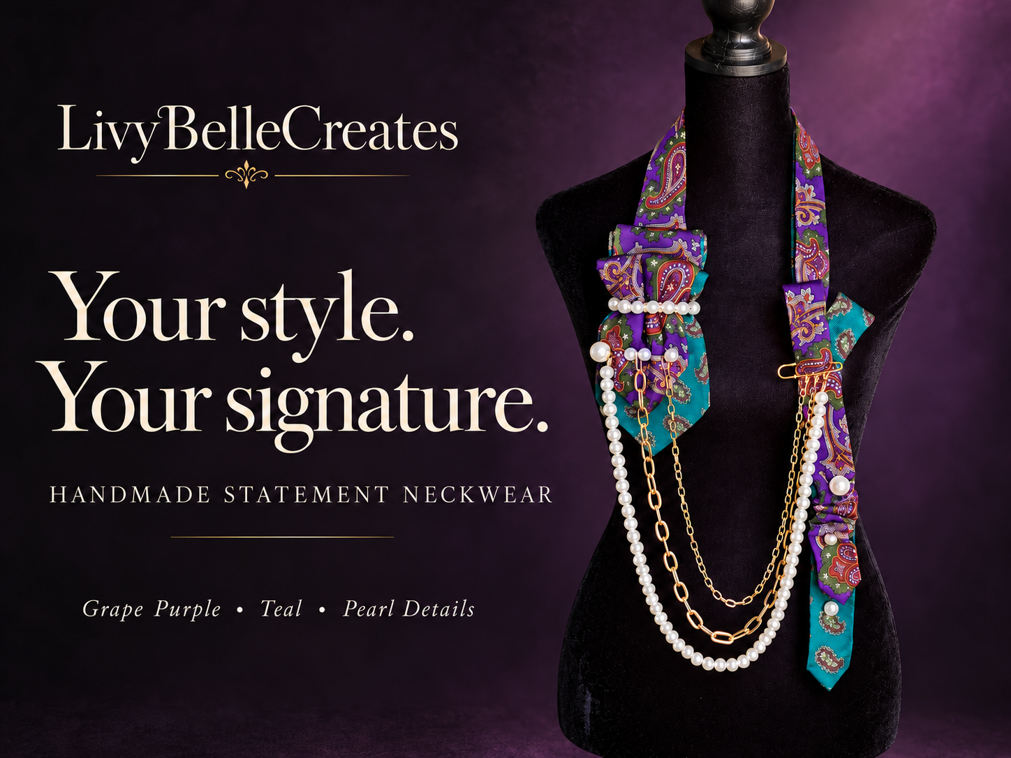 Purple & Green Paisley - one of a kind tie by LivyBelleCreates