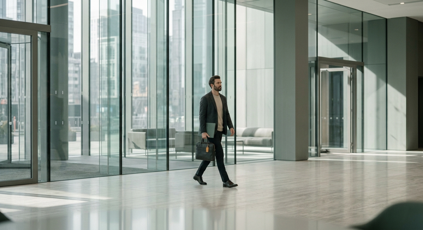 Man arriving at work