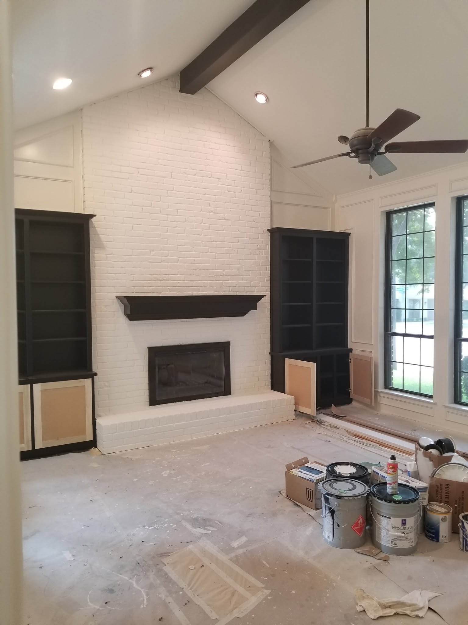 White Fireplace Painting Work