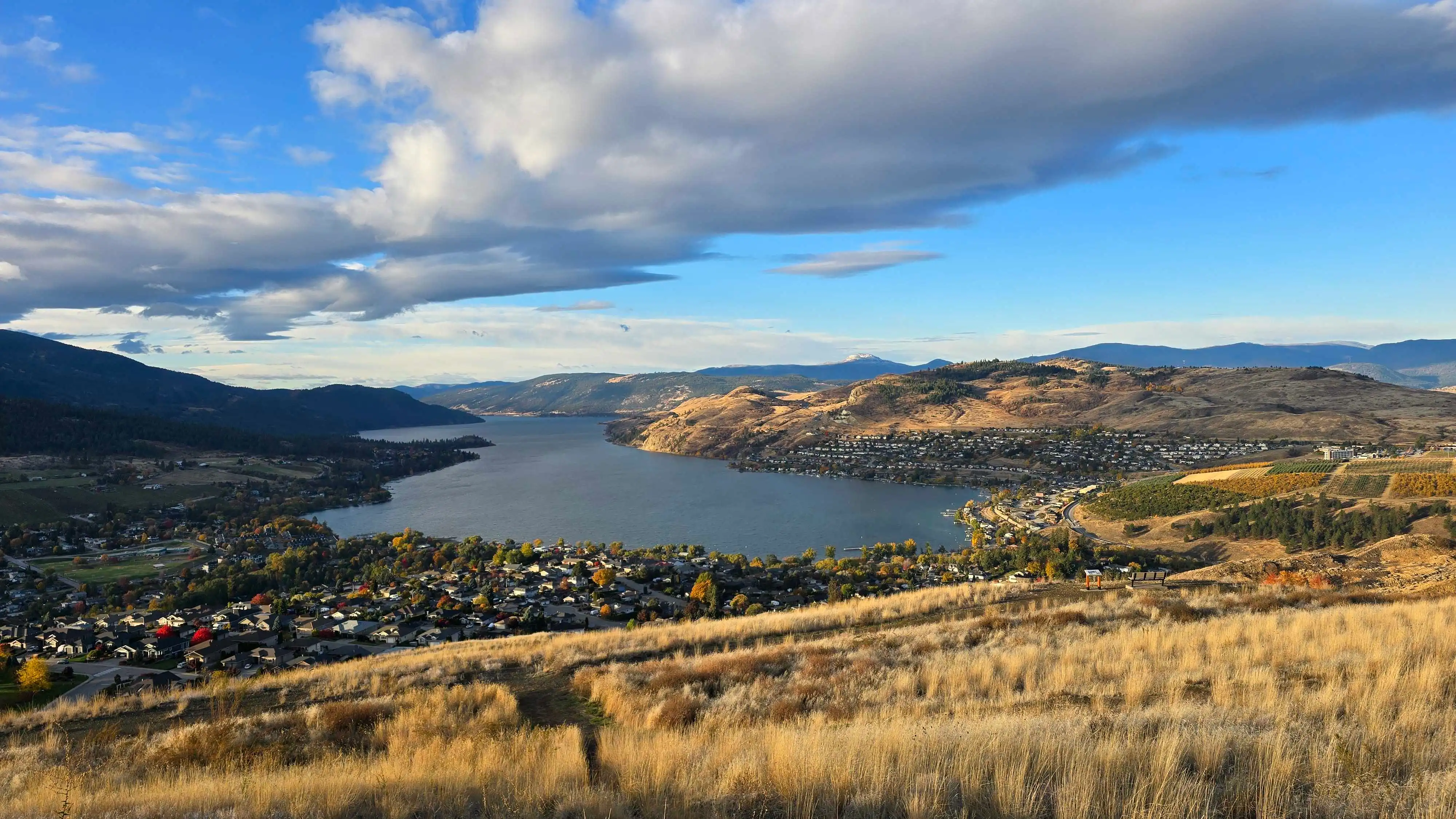 Kalamalka Lake and Coldstream farmland in the North Okanagan, BC.